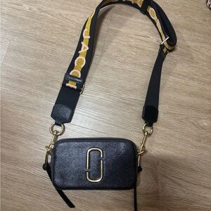 Black Crossbody Bag with Gold Accents
